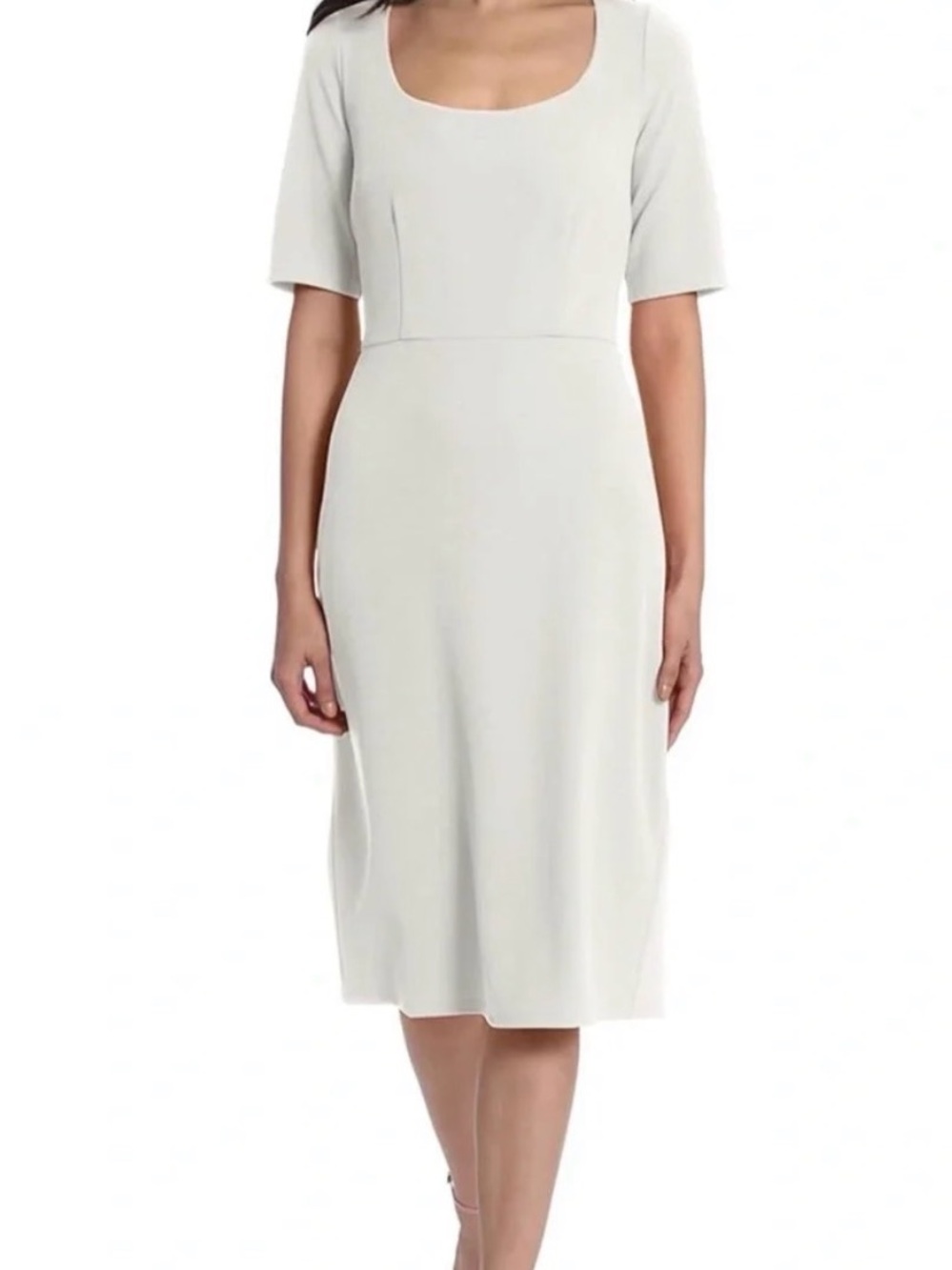 Maggy London Cream Scoop-Neck Midi Dress